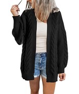 Women&#39;s Black Mid-Length Sweater Front Cardigan Knitted Jacket - Size: M - £13.67 GBP