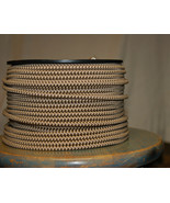 Brown and Clear Cloth Covered 3-Wire Round Pulley Cord, Vintage Pendant - £1.31 GBP