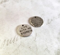 4 Quote Charms Live With No Regrets Word Pendants Antiqued Silver - £2.66 GBP