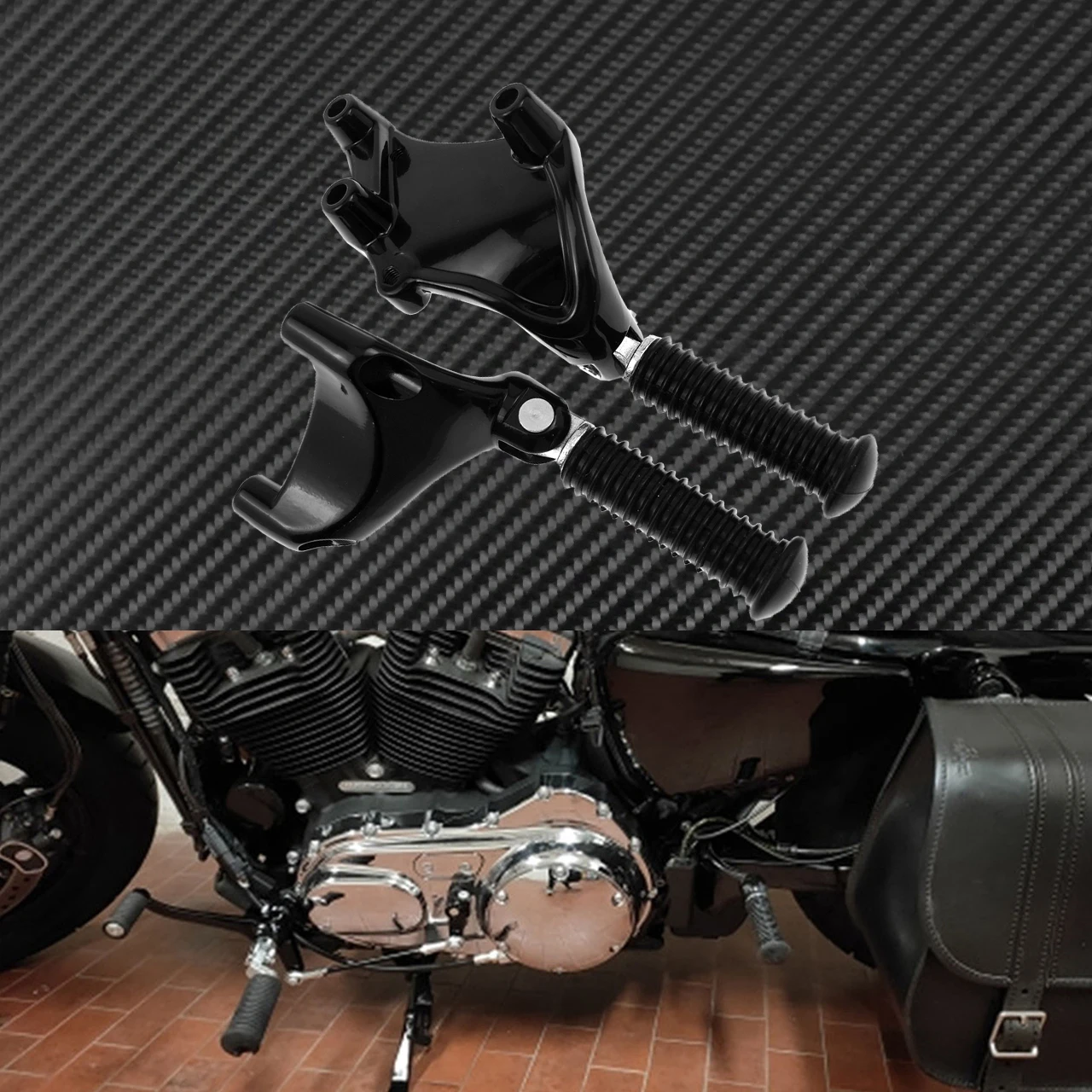 Motorcycle Rear Penger Foot Pegs Mount Black Pedal  Harley ter  883 1200 XL 48 7 - £266.37 GBP