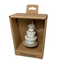 Demdaco  Warm Wishes Mini White Wedding Cake Ornament Silver 2.5 in Gift Boxed - £7.90 GBP