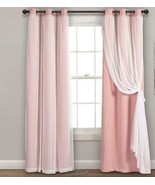 Lush Decor Grommet Sheer Panels with Insulated Blackout Lining Pink Set ... - $812.35 MXN