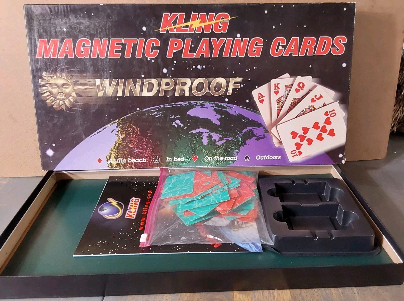 Kling Windproof Game Board Magnetic Playing Cards Complete 2 Decks Board... - £37.26 GBP