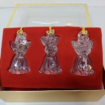 Gorham Crystal Set 3 Angel Ornaments Lantern Horn Book 2.5&quot; West Germany... - £18.64 GBP