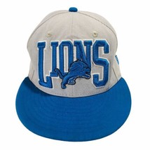 New Era Detroit Lions 59FIFTY Fitted Hat  7 1/4 NFL Blue Gray Spell-Out Logo - £22.05 GBP