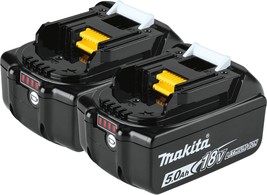 Makita BL1850B-2 18V LXT Lithium-Ion 5.0Ah Battery, 2/pk, Black 2-Pack B... - $216.99