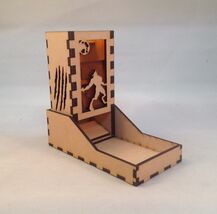 Werewolf Dice Tower and Tray Amber Acrylic Window COMPACT DESIGN Laser C... - $29.69