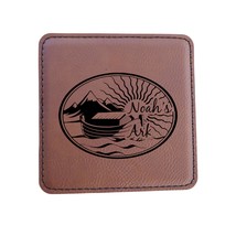 Coaster - Noahs Ark - SET OF 2 - Leather or Stitched Cork (Black/Silver) - £12.88 GBP