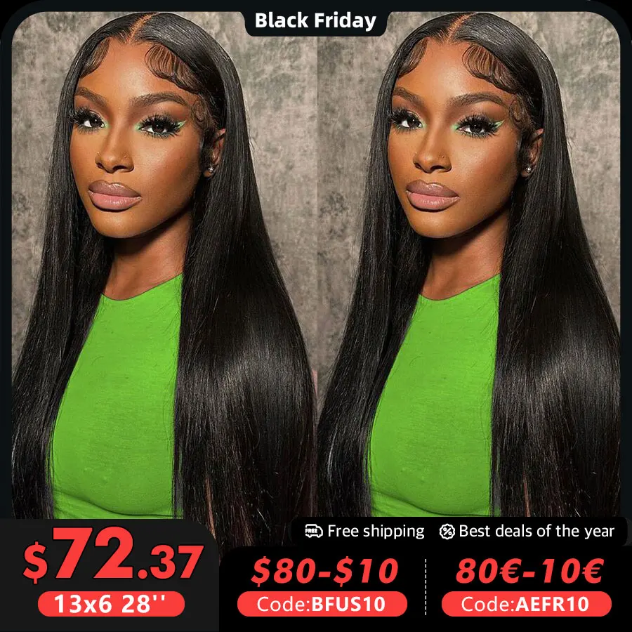 34 Inch 13x6 Hd Lace Frontal Wig Straight Lace Front Wigs Bone Straight - £44.13 GBP+