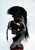 Medieval Greco Roman Armor Helmet Spartan Costume Black Plume - £64.93 GBP