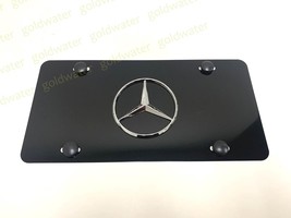 3D Mercedes-Benz STAR LOGO Emblem Black Aluminum Vanity Front License Plate - £22.36 GBP