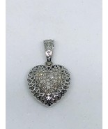 Natural diamonds love pendant in filigree work in white gold - £314.53 GBP