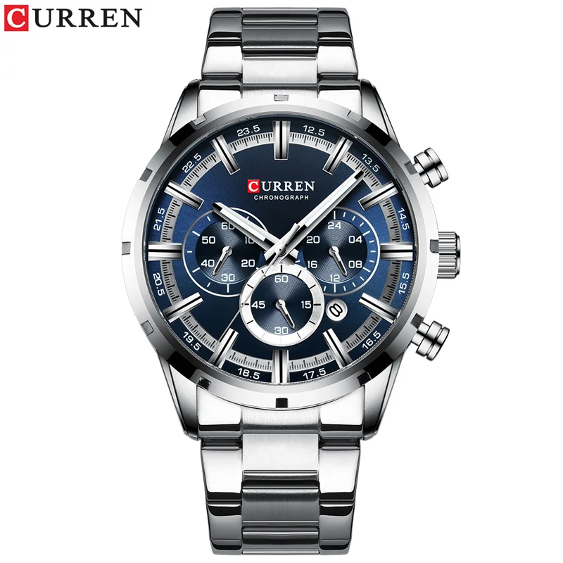 H mens quartz chronograph wristwatches with luminous hands 8355 fashion stainless steel thumb200