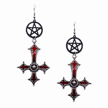 Original Dark Gothic black pentagram red cross segmentation and splicing  - £14.38 GBP