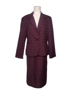 Vintage Lucia Red Tartan Plaid Skirt Suit Size 10 Lined Back Slit Career... - £33.69 GBP