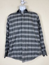 Bugatchi Men Size M Gray Plaid Button Up Shirt Long Sleeve Classic Fit - £5.36 GBP