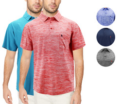 Men&#39;s Lightweight Stretch Polyester Blend Quick Dry Short Sleeve Logo Polo Shirt - $23.29+