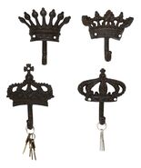 Pack Of 4 Cast Iron Medieval Royalty King and Queen Crowns Wall Coat Hooks - €29,16 EUR