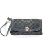 COACH Clutch Wallet Black Jacquard Fabric CC Logo Leather Accents 9&quot; x 5&quot; - $34.64