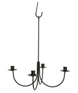 4 ARM WROUGHT IRON CANDLE CHANDELIER Amish Handmade Country Candelabra USA - £71.93 GBP
