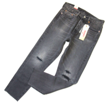 NWT Levi&#39;s Wedgie in Grey Tumble Destroyed Selvedge High Rise Raw Hem Jeans 25 - £41.09 GBP