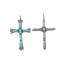 2 Vintage Leekity and other Native American silver and turquoise cross p... - $171.52