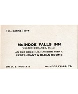 1950s Business Trade Card McIndoe Falls Inn Owner McIndoe Falls Vermont VT  - $8.86