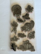 Unbranded Rubber Stamps Thanksgiving Theme Holiday Fall Autumn Turkey Leaves - £7.98 GBP
