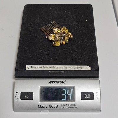 Soho Style Floyster Gold Tone Rhinestone Hair Comb 2 X 2.6" READ Item image 9