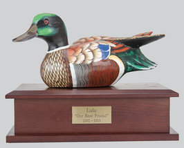115 Cubic Ins Duck Decoy Urn - Male/Dark Box w/nameplate for Cremation Ashes - £157.26 GBP