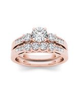 14K Rose Gold 1 1/4ct TDW Diamond Three-Stone Engagement Ring Set - £2,265.06 GBP