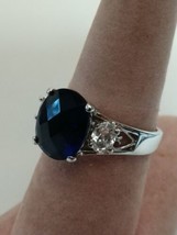 Sterling Silver 925 Midnight Blue Sapphire W/Cubic Zirconia Accent Stones  9 NWT - £64.39 GBP