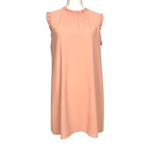 WAYF Peachy Pink Shift Ruffled Mock Neck Swing Sheer Baby Doll Dress Size M - $31.68