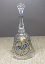 Vintage 24% PBO Clear Lead Crystal Bell with Carousel Design 8&quot; Tall - £18.62 GBP