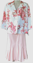 Womens Suit Set Jacket Skirt Liz Claiborne Emma James Size 12 Lawn Party Floral - £51.79 GBP