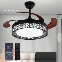 Ohniyou 42&quot; Retractable Ceiling Fans With Lights And Remote, Chandelier Ceiling - £132.85 GBP