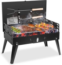 Foldable Camping Grill With Barbecue Accessories And A Lid For Outdoor C... - $47.96