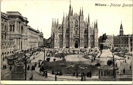 Milano Italy Piazza Duomo Undivided Back Unposted 1901-1907 Antique Postcard - £5.92 GBP