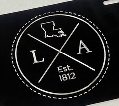 Diamond Etched LA Louisiana State Car Tag Black Metal Front License Plate - $21.95