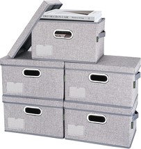 BALEINE Storage Bins with Lids, Foldable Linen Fabric Storage Boxes with Lids, - £36.07 GBP