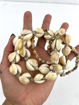 VTG Cowrie Shells Natural Seashells Beaded Long Necklace Handmade 32&quot; - £12.85 GBP