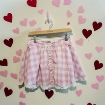 Sugar Thrillz Dolls Kill  Womens M Pink White Gingham Lined Mini Skirt  - $23.76