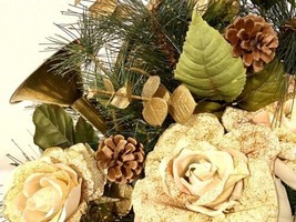 Vintage Silk Floral Arrangement Artificial Winter Or Holiday Theme Decor 24x11” - £31.97 GBP