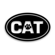 Euro Oval Cat Decal For Car Windshield With Paw Print Bumper Sticker BLACK - £7.82 GBP