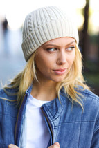 Oatmeal Cable Knit Beanie - £6.71 GBP