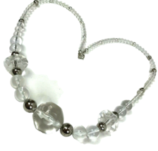 Vtg Necklace Clear Plastic Lucite mod Geo Atomic Statement retro chunky beads - £11.66 GBP