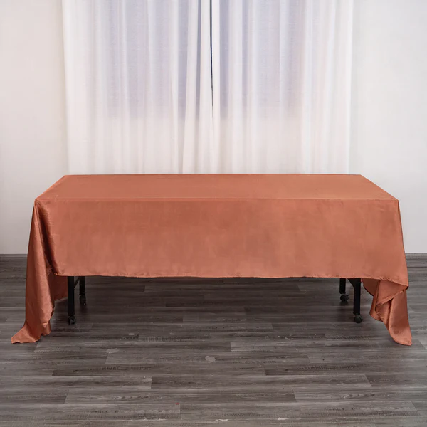 Terracotta - Satin - 60x126&quot; Tablecloth  Rectangle Satin Wedding Party B... - $22.28
