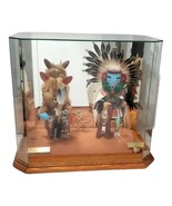 Kweo &quot;Wolf&quot; Kachina &amp; Talavai Kachina by R.W. Jean in Glass Display Case... - £104.80 GBP