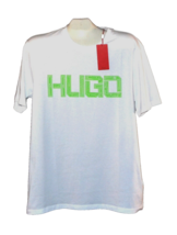 Hugo Boss White Green Logo Design Cotton Men&#39;s T- Shirt Size XL - £40.20 GBP