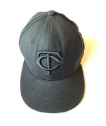 New Era Minnesota Twins Baseball All Black Fitted Hat Size 6-1/2 - £11.76 GBP